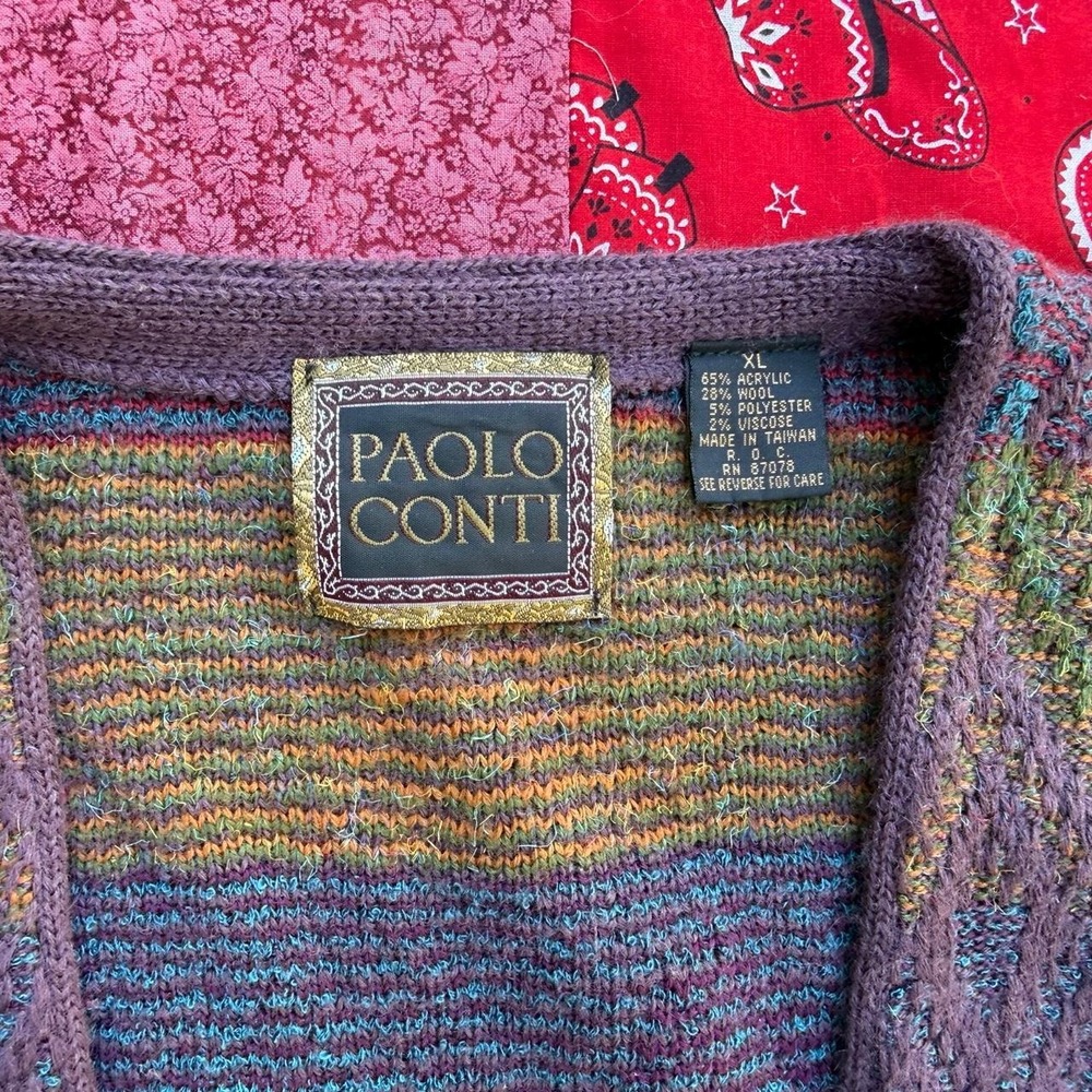 Paolo Conti Multicolored wool blend vintage cardigan - Picture 5 of 7